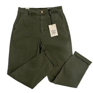 Cosmic Blue Love OLIVE Green Casual Pants 53% Cotton Size 29